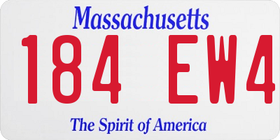 MA license plate 184EW4