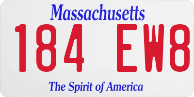 MA license plate 184EW8