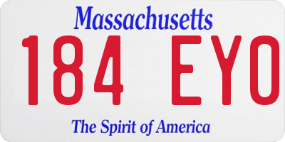 MA license plate 184EY0