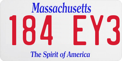 MA license plate 184EY3