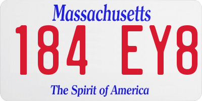 MA license plate 184EY8