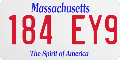 MA license plate 184EY9