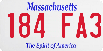 MA license plate 184FA3