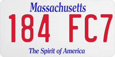 MA license plate 184FC7