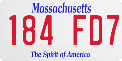 MA license plate 184FD7