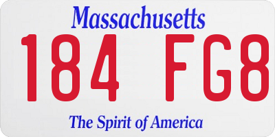 MA license plate 184FG8