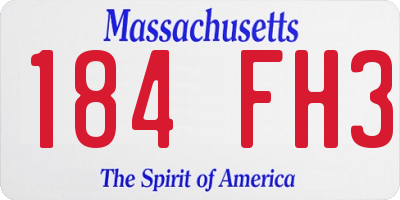 MA license plate 184FH3