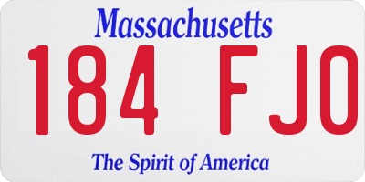 MA license plate 184FJ0