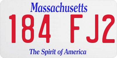 MA license plate 184FJ2