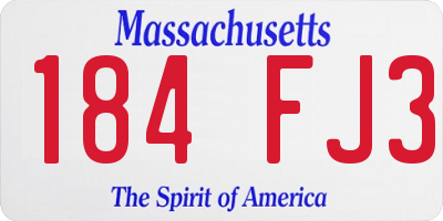 MA license plate 184FJ3
