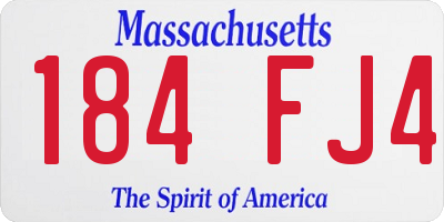 MA license plate 184FJ4