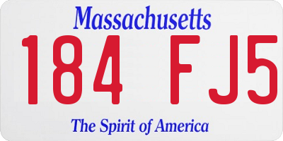 MA license plate 184FJ5