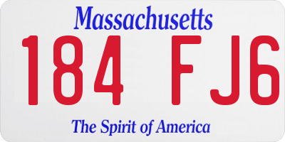 MA license plate 184FJ6