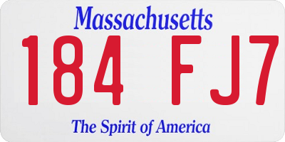 MA license plate 184FJ7