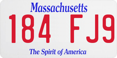 MA license plate 184FJ9