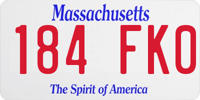 MA license plate 184FK0