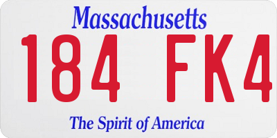 MA license plate 184FK4