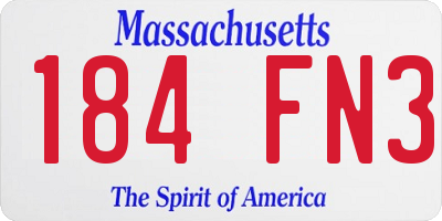 MA license plate 184FN3