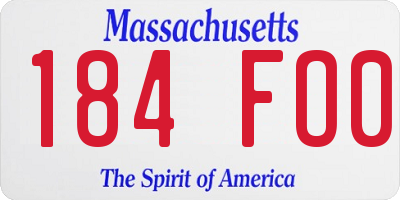 MA license plate 184FO0