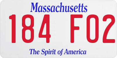 MA license plate 184FO2