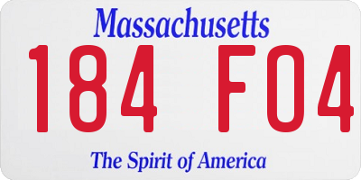 MA license plate 184FO4