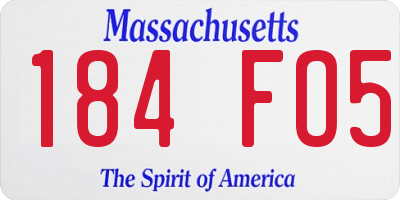 MA license plate 184FO5