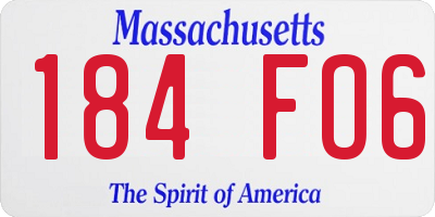 MA license plate 184FO6