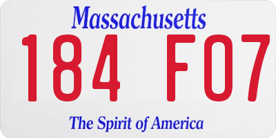 MA license plate 184FO7