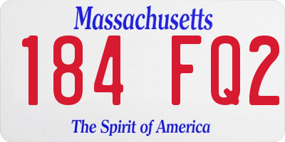 MA license plate 184FQ2