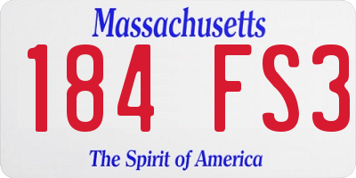MA license plate 184FS3