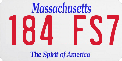 MA license plate 184FS7