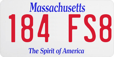 MA license plate 184FS8