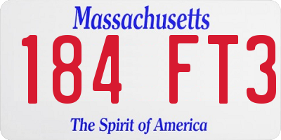 MA license plate 184FT3