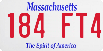 MA license plate 184FT4