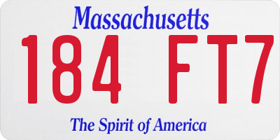 MA license plate 184FT7