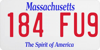 MA license plate 184FU9