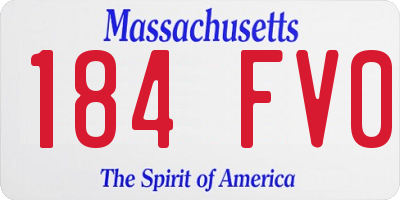 MA license plate 184FV0