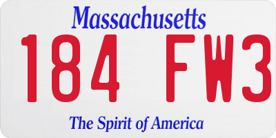 MA license plate 184FW3
