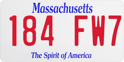 MA license plate 184FW7