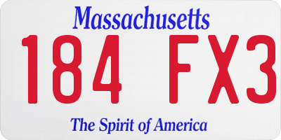 MA license plate 184FX3