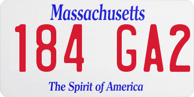 MA license plate 184GA2