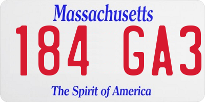 MA license plate 184GA3