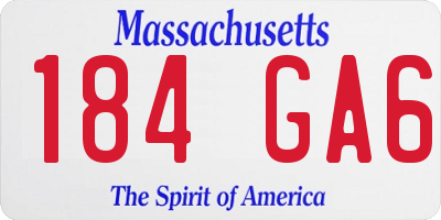 MA license plate 184GA6
