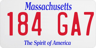 MA license plate 184GA7