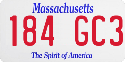 MA license plate 184GC3