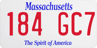 MA license plate 184GC7