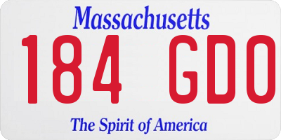 MA license plate 184GD0