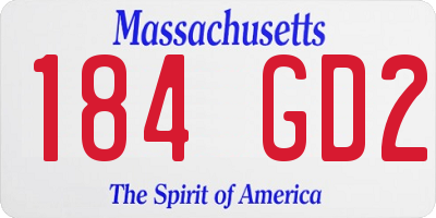 MA license plate 184GD2
