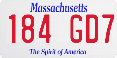 MA license plate 184GD7