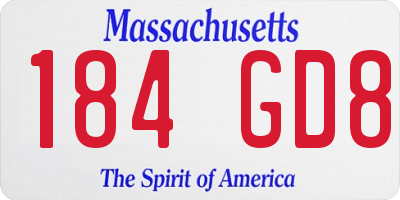 MA license plate 184GD8